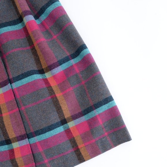 Vintage  Multi-Colour Plaid A-Line High Waisted Skirt - Picture 3 of 8
